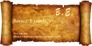 Bencz Elemér névjegykártya